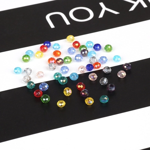 Cuentas Rondelle de Vidrio Facetado de 2mm para Fabricación de Joyas Accesorio de Collar de Pulsera Hecho a Mano DIY