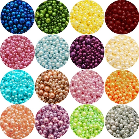 ABS Artificial Pearl Beads Mix Sizes Colorful Macaron Round Loose Beads With Hole For DIY Jewelry Making Bracelet Necklace Craft Accessory