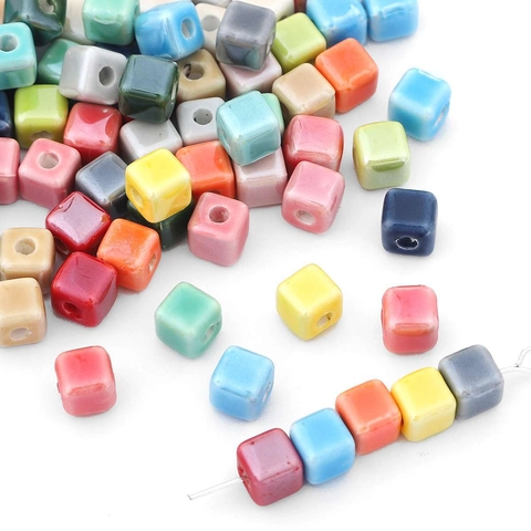 Ceramic Loose Beads For Jewelry Making Colorful Flower Square Heart Star Macaroon Ceramic Beads Craft Material Packaging Kits