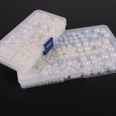 ABS Künstliche Perlen Gemischte Größen Runde Wassertropfen Lose Perlen Für DIY Schmuckherstellung Ohrring Armband Handwerk Mit Aufbewahrungsbox