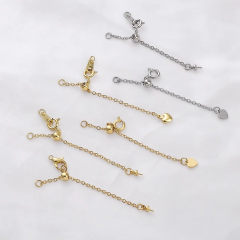 Verstelbare Koperen Verlengketting Met Schuifkraal Hart Hanger Goud Zilver Verguld Sieradenaccessoire Voor Ketting Armband DIY Maken