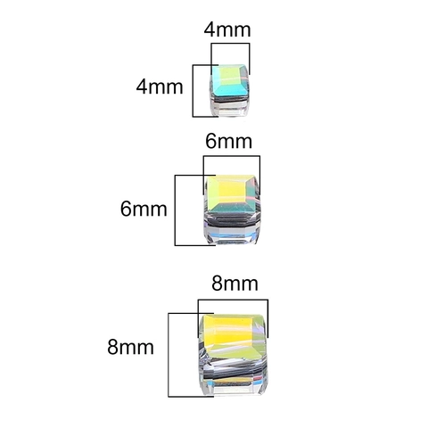 Quadratische Glas Würfel Perlen Facettierte Kristall Zwischenperlen Für DIY Schmuckherstellung Bunte Regenbogen AB Beschichtet Bastelperlen