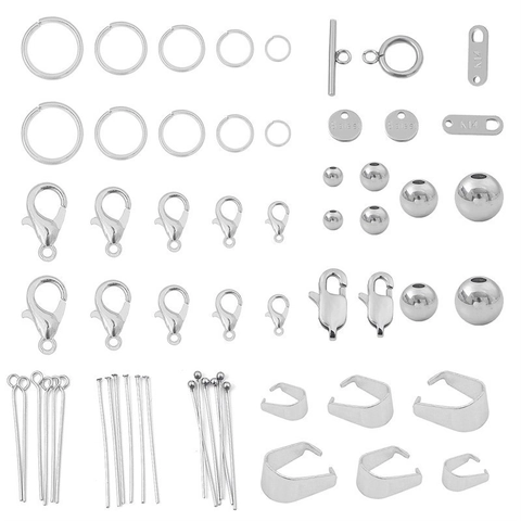 Stainless Steel Jewelry Making Findings Kit Lobster Clasps Jump Rings Pins Beads DIY Necklace Bracelet Accessories