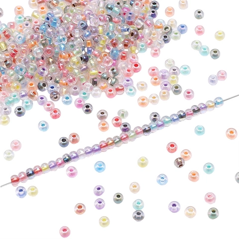2-4mm Iridescent Pearlescent Dyed Core Glass Seed Beads DIY Handmade Jewelry Accessories Bracelet Necklace Round Beads