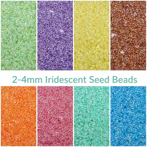 2-4mm Iridescent Pearlescent Dyed Core Glass Seed Beads DIY Handmade Jewelry Accessories Bracelet Necklace Round Beads