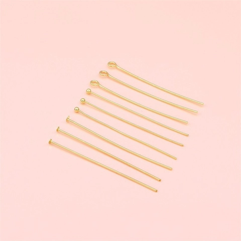 Tiges à Tête en Cuivre Plaqué Or 14K Clous en T Tiges à Oeil pour Fabrication de Bijoux DIY Boucles d'Oreilles Bracelet Matériaux de Perles