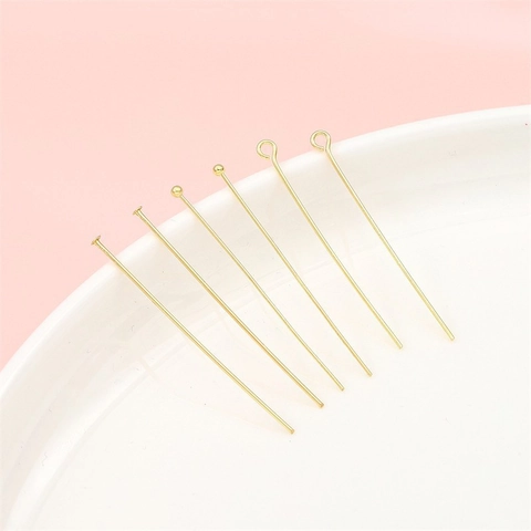 Tiges à Tête en Cuivre Plaqué Or 14K Clous en T Tiges à Oeil pour Fabrication de Bijoux DIY Boucles d'Oreilles Bracelet Matériaux de Perles