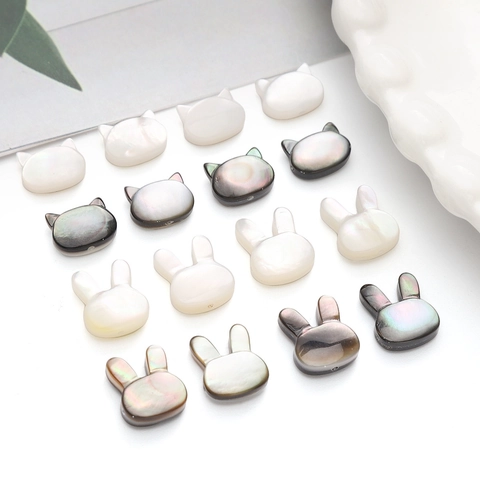 Natural Mother Of Pearl Shell Beads Cat Rabbit Head Shape Loose Beads For DIY Jewelry Making Necklace Bracelet Accessories