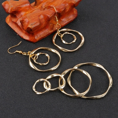 Twisted Geometric Circle Alloy Pendants Gold Irregular Wave Charms For DIY Earring Necklace Jewelry Making Women Components