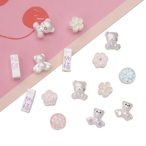 925 Sterling Silver Cute Bear Flower Charms DIY Jewelry Making Bracelet Necklace Enamel Lucky Fortune Pendant Women Girls