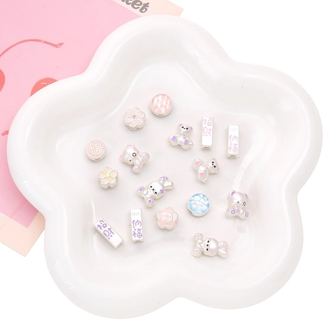 925 Sterling Silver Cute Bear Flower Charms DIY Jewelry Making Bracelet Necklace Enamel Lucky Fortune Pendant Women Girls