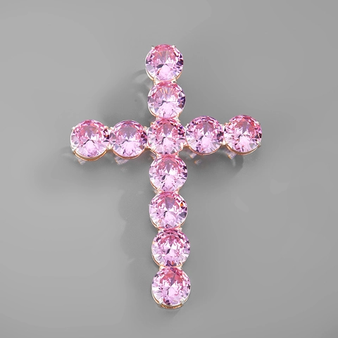 Hip Hop Großer Zirkonia Kreuz Anhänger Für Herren Damen Legierung Iced Out Bling Religiöser Charm Für Rapper DJ Sänger Schmuck