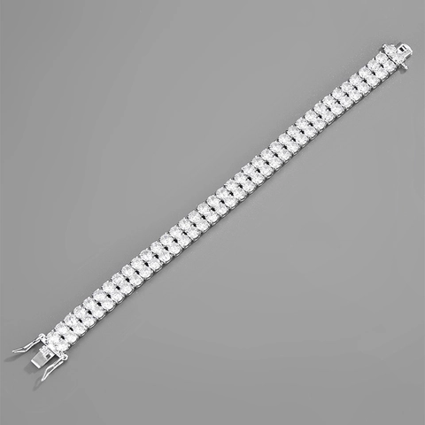 Luxury Double Row Iced Out Cuban Link Chain Bracelet Anklet Alloy Zirconia Hip Hop Fashion Jewelry For Men Women
