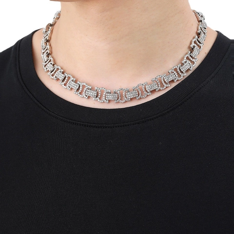 Collar de Eslabones Cubanos Hip Hop Iced Out para Hombre Lleno de Strass Aleación Joyería de Estilo Callejero Oro Plata Pulsera Regalo