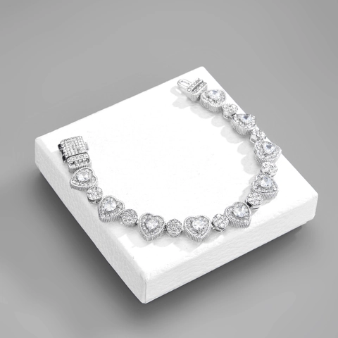Hip Hop Iced Out Hart Zirkoon Geometrische Cubaanse Ketting Halsketting Armband Mannen Vrouwen Legering Sieraden Streetwear Accessoires