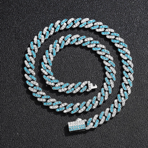 Iced Out Cubaanse Schakelketting Voor Heren Vrouwen Hip Hop Sieraden Strass Pave Legering Goud Zilver Two Tone Choker Feest Accessoire