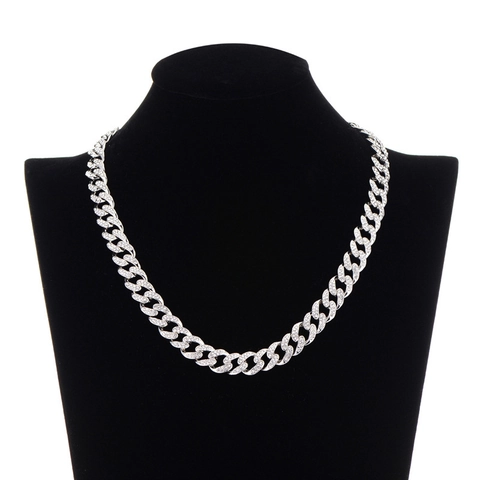 Collana Hiphop Iced Out Miami Cuban Link Per Uomo Donna In Lega Di Zinco Catena Con Strass Gioielli Hiphop Regalo