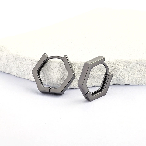 Minimalistische Sechseckige Creolen Aus Zinklegierung Geometrische Galvanisierte Huggie Ohrringe Für Damen Herren Trendiger Schmuck