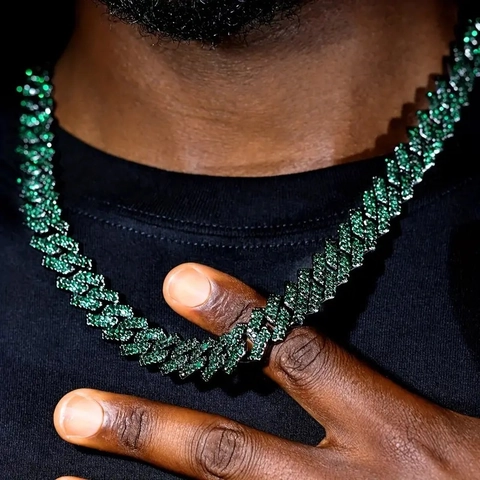 Hip Hop Zinc Alloy Cuban Link Necklace For Men Women Iced Out Rhinestone Geometric Chain Streetwear Jewelry