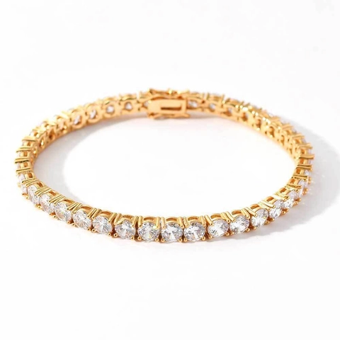 Ensemble Bracelet Et Collier Unisexe Hip Hop Tennis Chain Zirconia Incrusté Or Argent Électroplaqué Bijoux De Luxe Pour Hommes Femmes Cadeau Fête