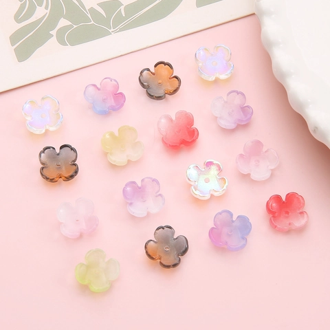 Glass Colored Glaze Flower Petal Beads For DIY Jewelry Making AB Coating Auspicious Cloud Butterfly Petals Craft Beads