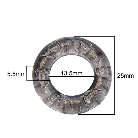 Vintage Glass Moiré Relief Round Ring Pendants For DIY Necklace Bracelet Jewelry Making Handmade Craft Accessories Decorative Beads
