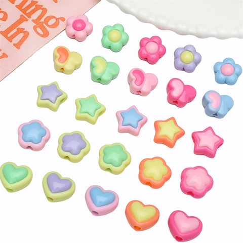 Perles en Acrylique Couleur Macaron Formes Mixtes Trèfle Cœur Étoile Papillon Pour Création de Bijoux DIY Bracelet Collier Accessoires Faits à la Main