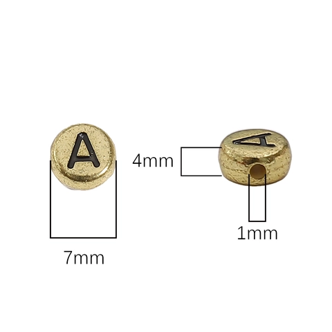 Gold Acrylic Alphabet Beads Flat Round Black Capital Letter Spacer Beads For DIY Jewelry Making Bracelet Necklace Findings