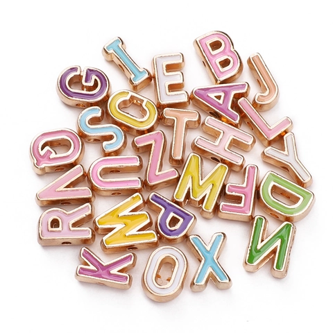 Alloy Colorful Enamel Alphabet Letter Beads Macaron Color Alphabet Spacers For DIY Bracelet Necklace Jewelry Making Handicrafts
