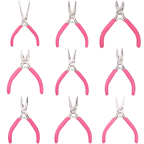 Professional Pink Jewelry Pliers Manual DIY Beading Tools Mini Portable Needle Round Nose Cutting Pliers For Women Craft
