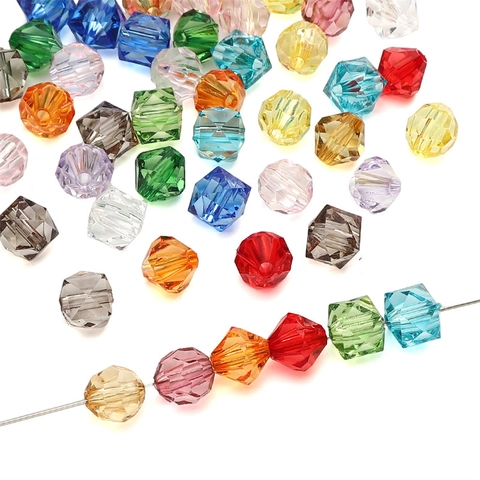 Faceted Acrylic Beads Round Rhombus Cube Loose Beads For DIY Bracelet Necklace Jewelry Making Crafts Handcrafted Accessory