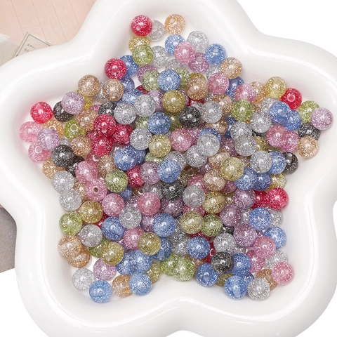 Starry Glitter Resin Round Beads For DIY Jewelry Making Necklaces Bracelets Phone Chains Resin Acrylic Spacer Beads Crafts
