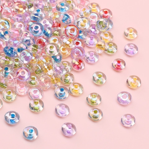 Iridescent Glass Seed Beads Rondelle Abacus Loose Beads For DIY Jewelry Making Handmade Bracelets Necklaces Decorative Craft Supplies