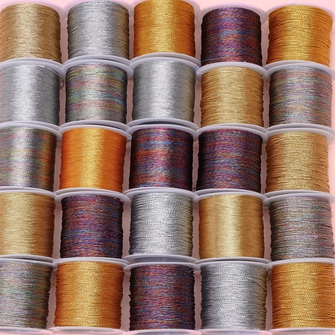 Metallic Iridescent Braided Cord DIY Jewelry Making 3-15 Ply Gold Silver Multi Color Handmade Craft String Bracelet Thread