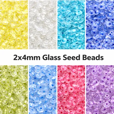Transparent Glass Abacus Beads Rice Beads Loose Spacer Beads For Handmade DIY Jewelry Making Necklace Bracelet Material Craft Accessory