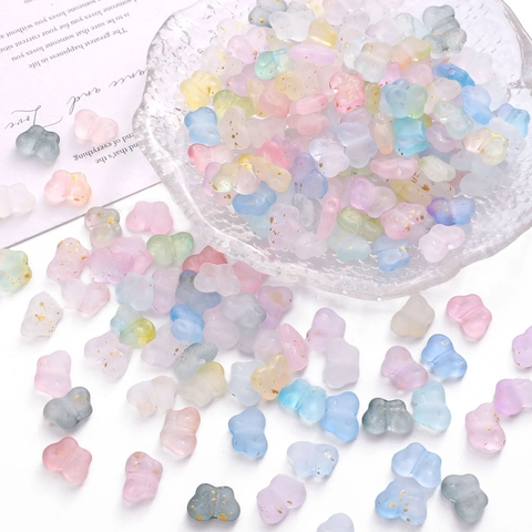 Frosted Acrylic Butterfly Beads With Gold Foil Inlaid Mixed Macaron Colors For Handmade Jewelry Making Crafts DIY Projects