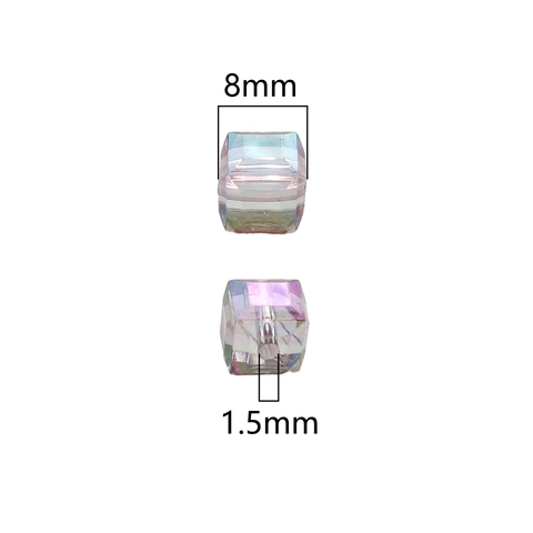 Acrylic Aurora Color Cube Beads AB Coating Transparent Square Spacer Beads For DIY Jewelry Making Bracelet Phone Chain