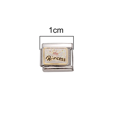 Maillons Charms Italiens en Acier Inoxydable Accessoires de Bracelet Modulaire pour Bijoux DIY Avec Motif Mauvais Œil Cœur Princess New York