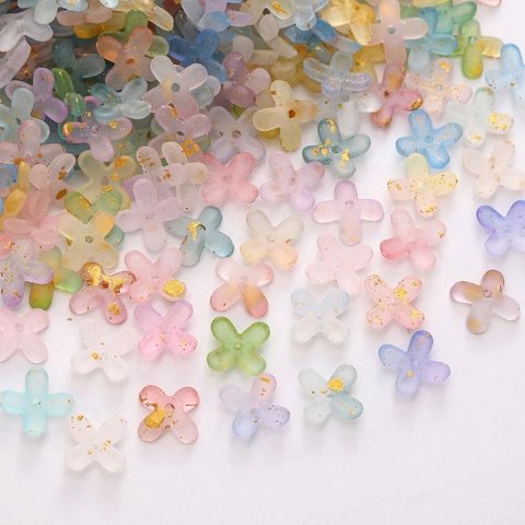 9mm Acryl Blumen Lose Perlen Matt Goldfolie Blütenblatt Abstandsperlen Für DIY Armband Halskette Schmuckherstellung Bastelbedarf
