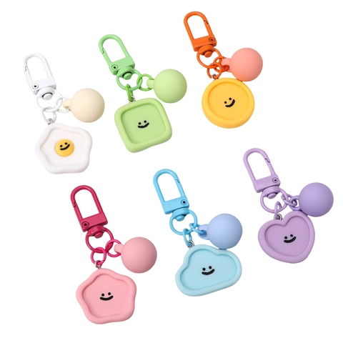 Cute Macaron Color Resin Smile Face Keychain DIY Jewelry Accessories Cartoon Bag Charm Pendant For Women Girls
