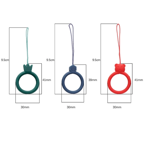Anneau de Longe de Téléphone en Silicone Porte-Clés Accessoires DIY Avec Formes d'Ours Couronne Diamant Charmes de Sac à Main Couleurs Mixtes