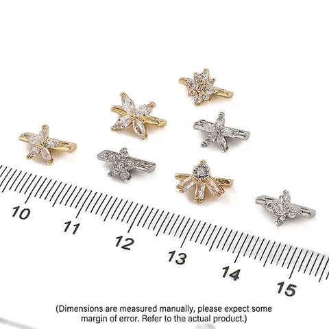 Perles d'Espacement en Alliage Zirconia Double Trou Fleur Losange Étoile Papillon Connecteurs de Bijoux pour Bracelet Collier DIY