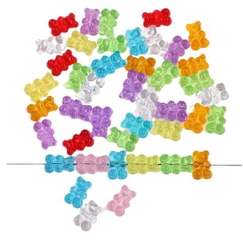 Transparent Multicolor Acrylic Gummy Bear Beads For DIY Jewelry Making Bracelet Necklace Earrings Craft Supplies Accessories