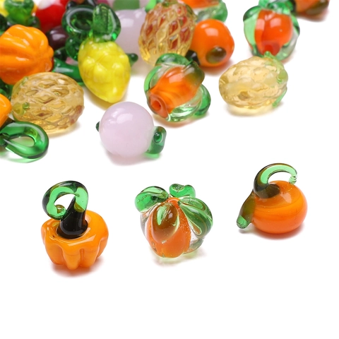 Handgefertigte Lampwork Glas Obst Gemüse Perlen Anhänger Für DIY Schmuckherstellung Armband Halskette Handy Charme Zubehör Mehrfarbig Mini Essen Charms