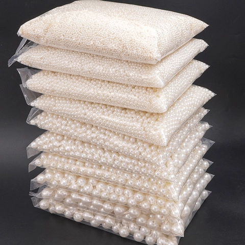 Round Artificial Pearl Beads For DIY Jewelry Making Elegant White Beige Spacer Beads For Bracelet Necklace Craft Supplies