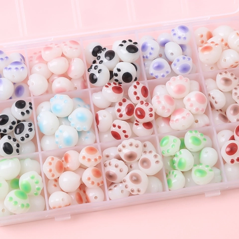 Schattige Acryl Kattenpoot Kralen Voor DIY Sieraden Maken Veelkleurige Kitten Voetafdruk Tussenkralen Voor Kettingen Armbanden