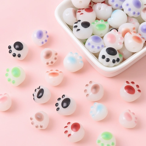 Schattige Acryl Kattenpoot Kralen Voor DIY Sieraden Maken Veelkleurige Kitten Voetafdruk Tussenkralen Voor Kettingen Armbanden