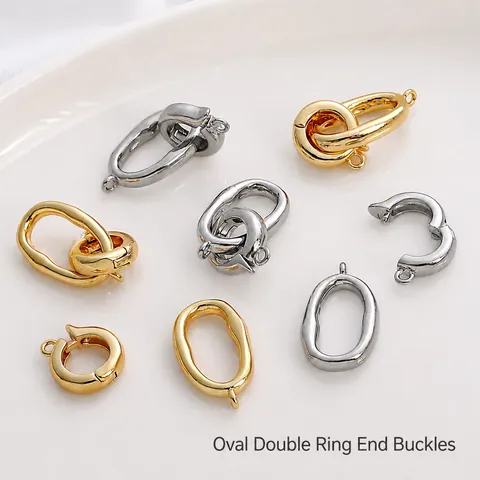 Connettori per Gioielli Fai-da-te in Rame per Collana di Künstliche Perle Bracciale Chiusura a Fiocco Anello a Molla Ovale Chiusure Terminali Accessori