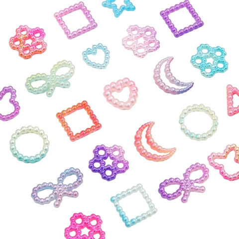 Gradient Color ABS Faux Artificial Pearl Beads Mixed Shapes Heart Star Moon Hollow Design For DIY Jewelry Making Phone Case Decoration Handcraft Accessories