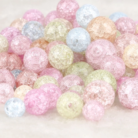 Round Crackle Glass Beads Loose Crystal Beads For DIY Jewelry Making Bracelet Necklace Earring Handicraft Ice Crackle Beads